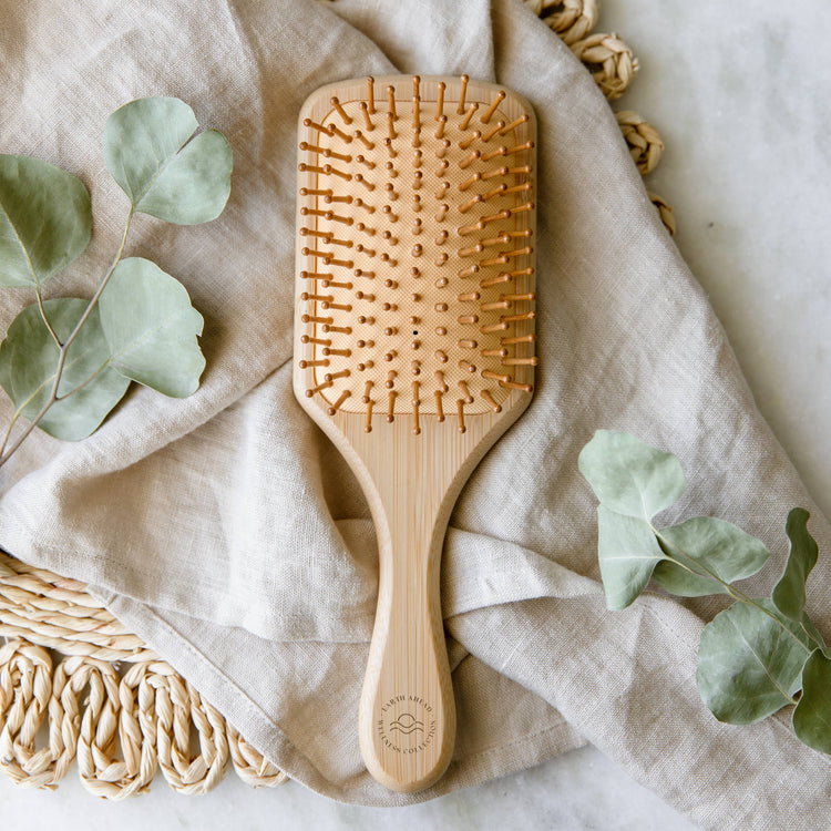 Large Square Bamboo Hair Brush With Cleaner | Eco Friendly