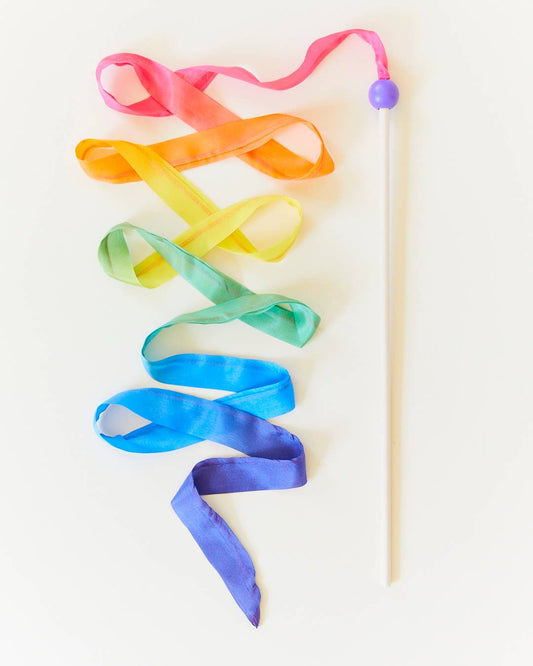 Silk & Wood Streamer | Wand for Pretend Play