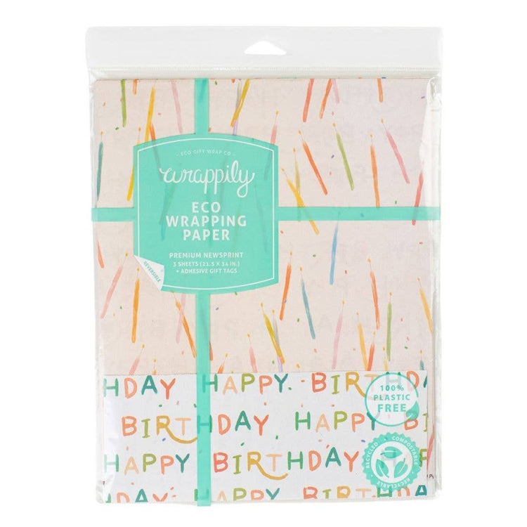 Candles/ Happy Birthday • Double-Sided Eco Wrapping Paper
