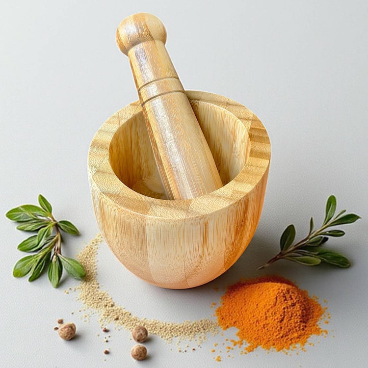 Bamboo Mortar and Pestle