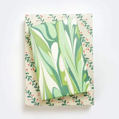 Marbled/Mistletoe • Double-sided Eco Wrapping Paper •Holiday