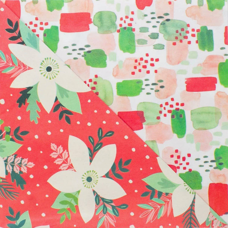 Pretty Poinsettia • Double-sided Eco Wrapping Paper •Holiday