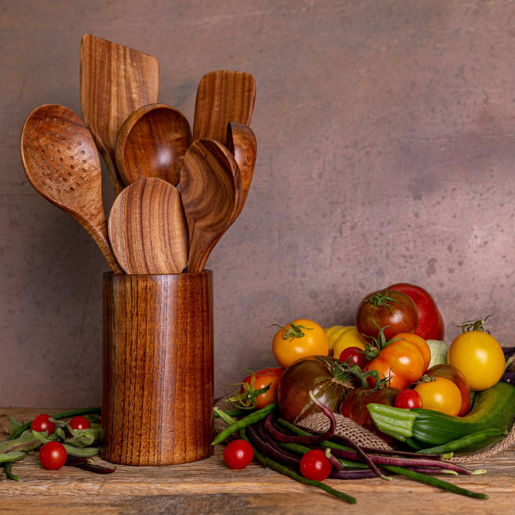 Avocrafts 7 Piece Wooden Kitchen Utensils