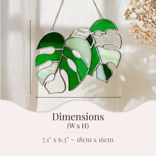 Set of 2 Monstera Leaves Stained Glass F58