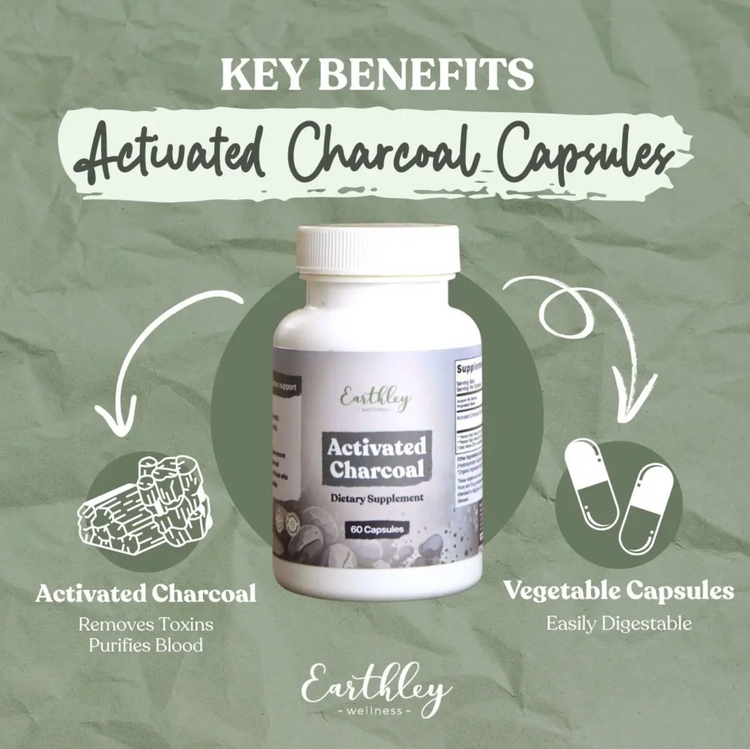 Earthley Wellness |Activated Charcoal Capsules | gut repair